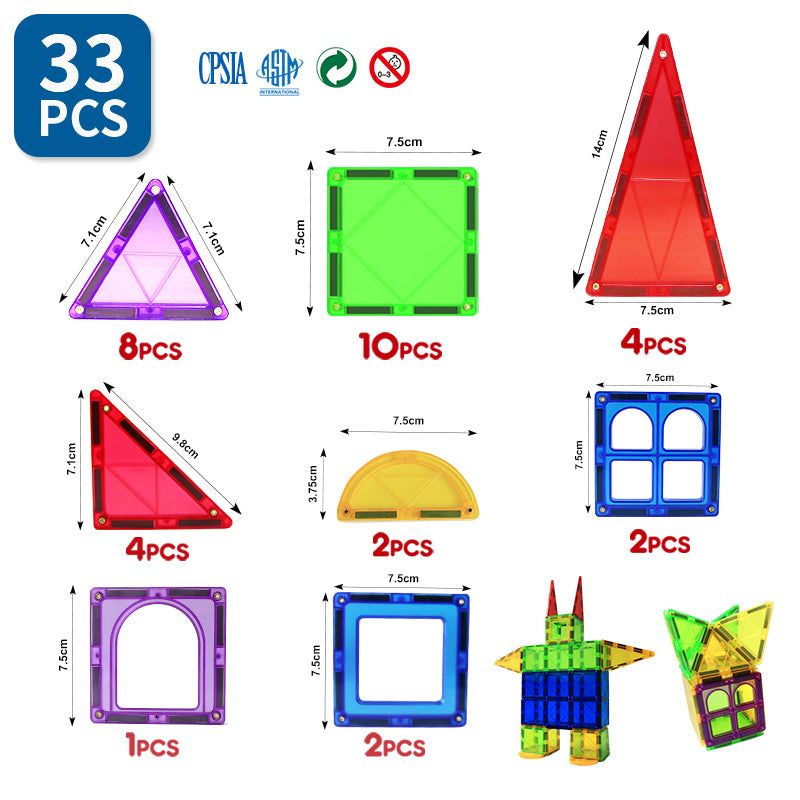 Magnetische Bausteine 33-teilig