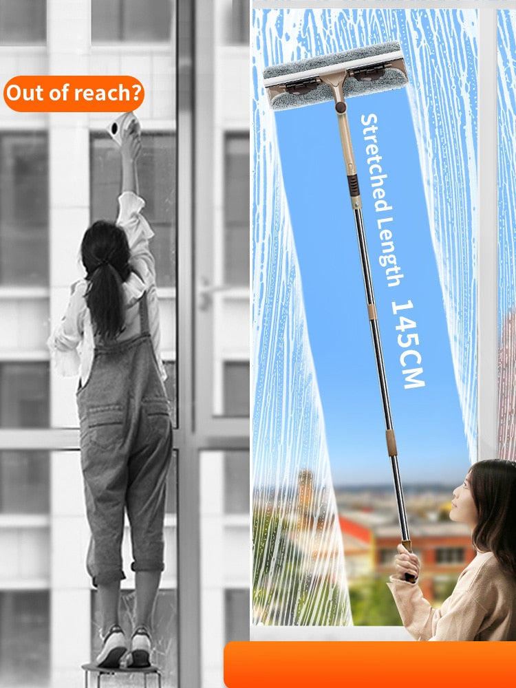 2-in-1 Teleskop Fensterwischer Abzieher
