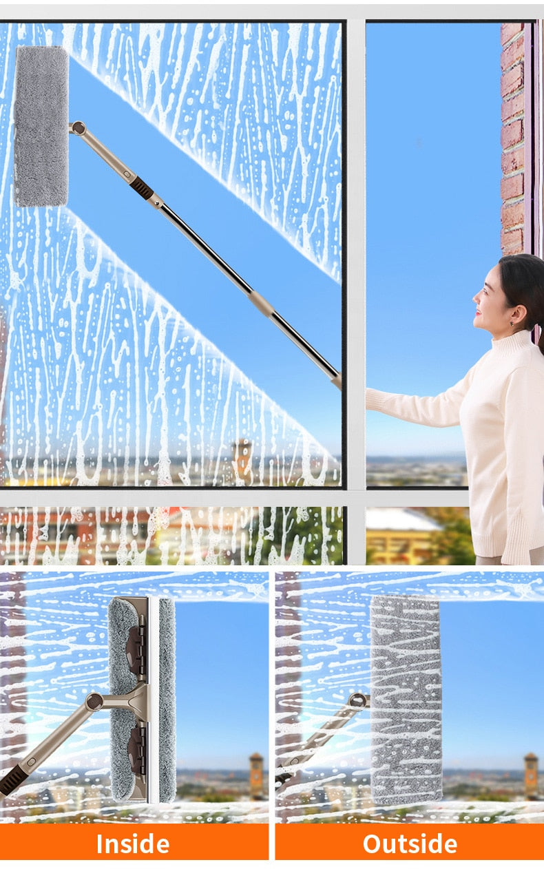 2-in-1 Teleskop Fensterwischer Abzieher